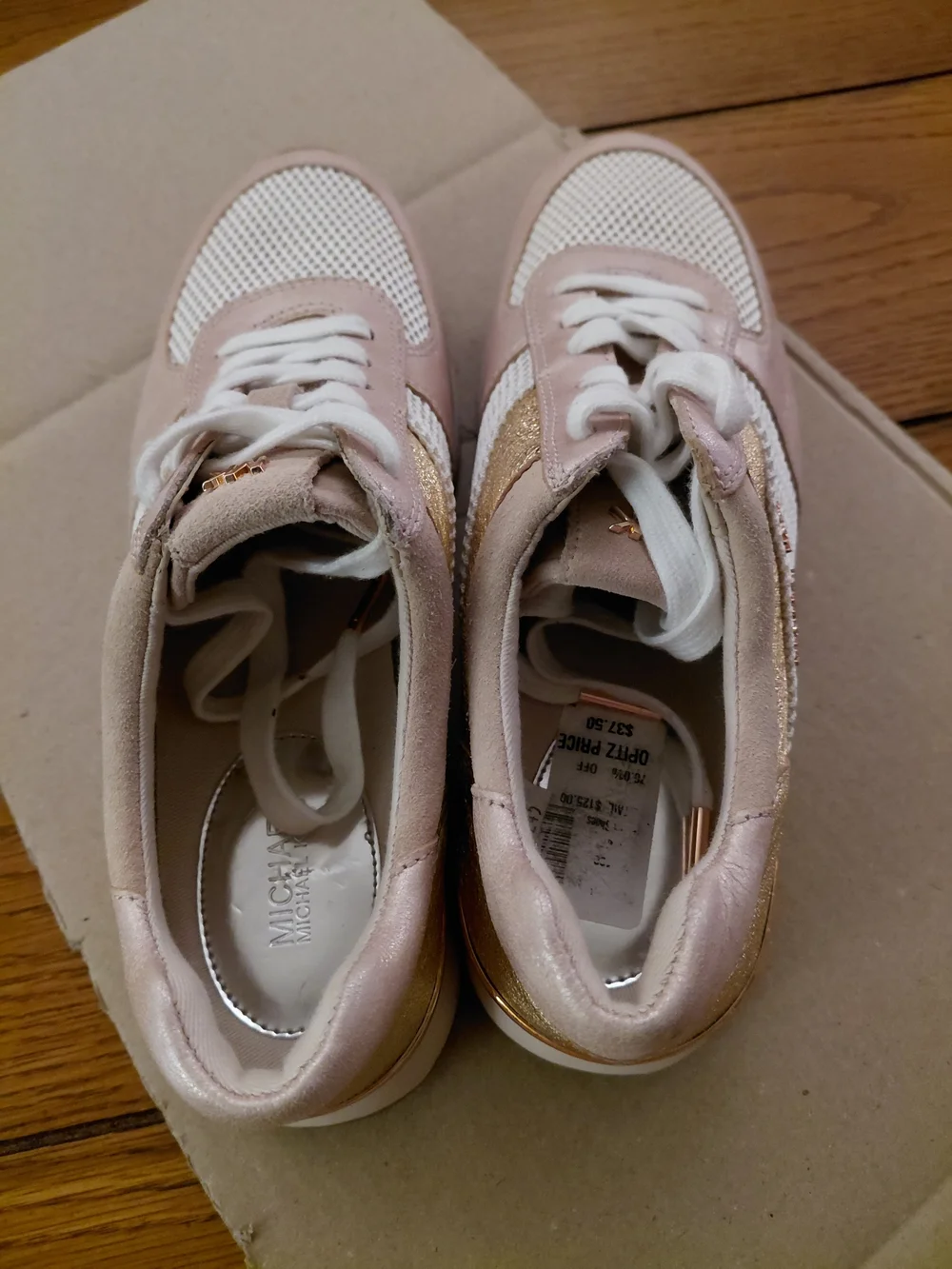 Michael Kors Pink & Gold Lace-Up Sneakers for Women